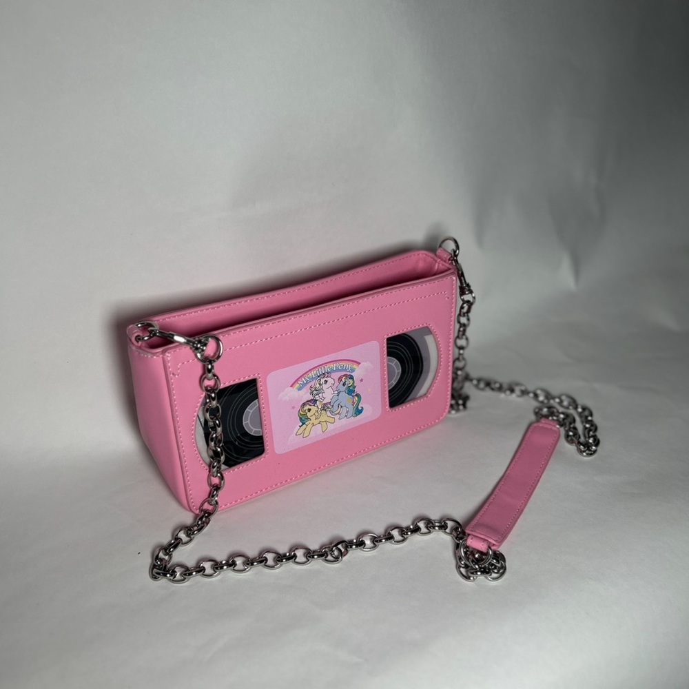 Dolls Kill My Little Pony collab Pink Retro VHS Crossbody pursewith Silver Chain